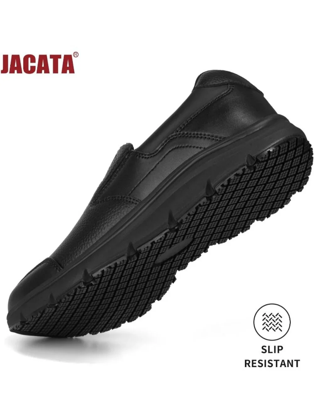 Jacata Men's Black Faux Leather Slip On Water Resistant Non Slip Walk Sneakers